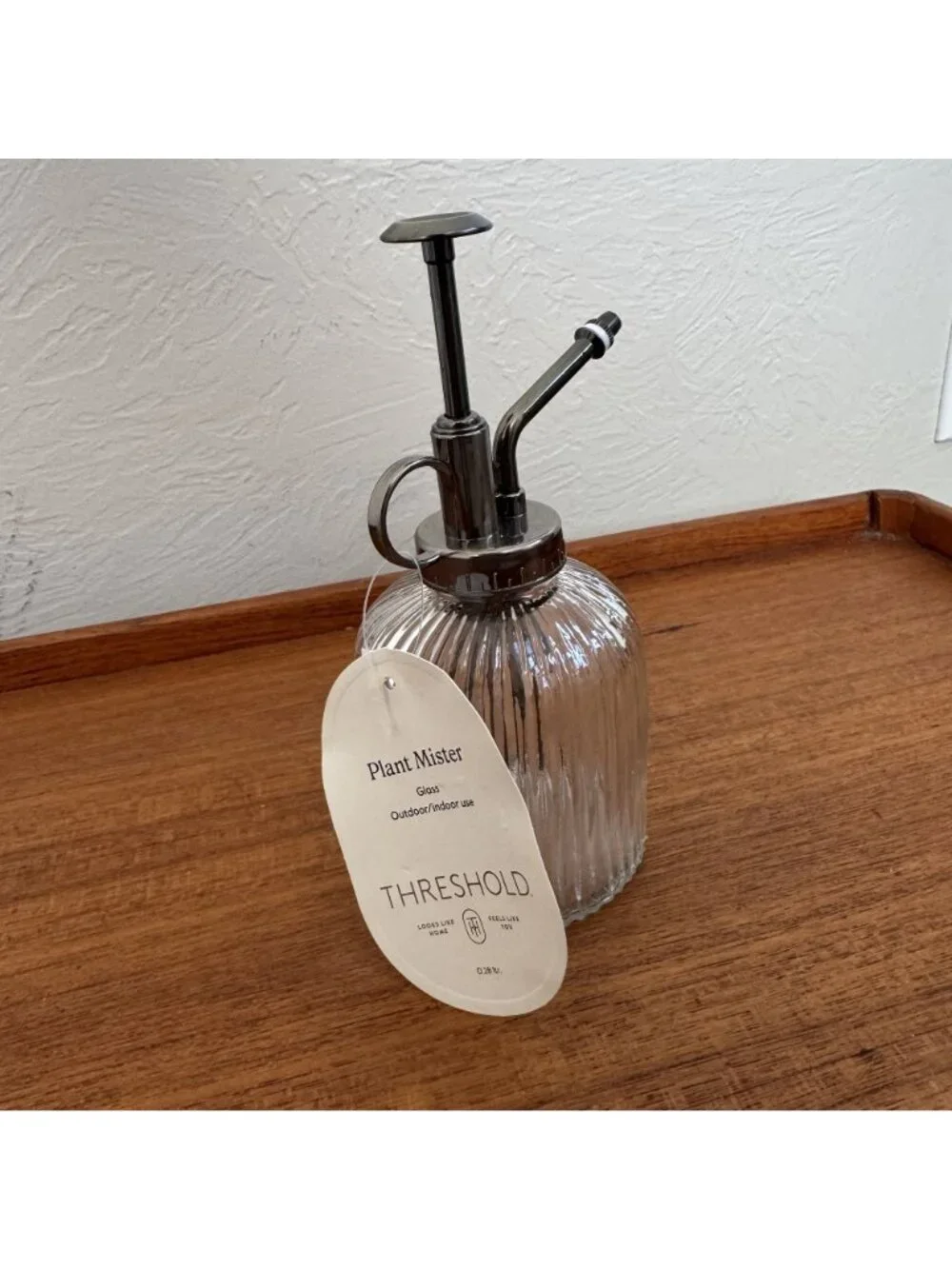 Threshold Ribbed Glass Plant Mister - Clear Glass with Black Metal Pump - NWT - Picture 2 of 4